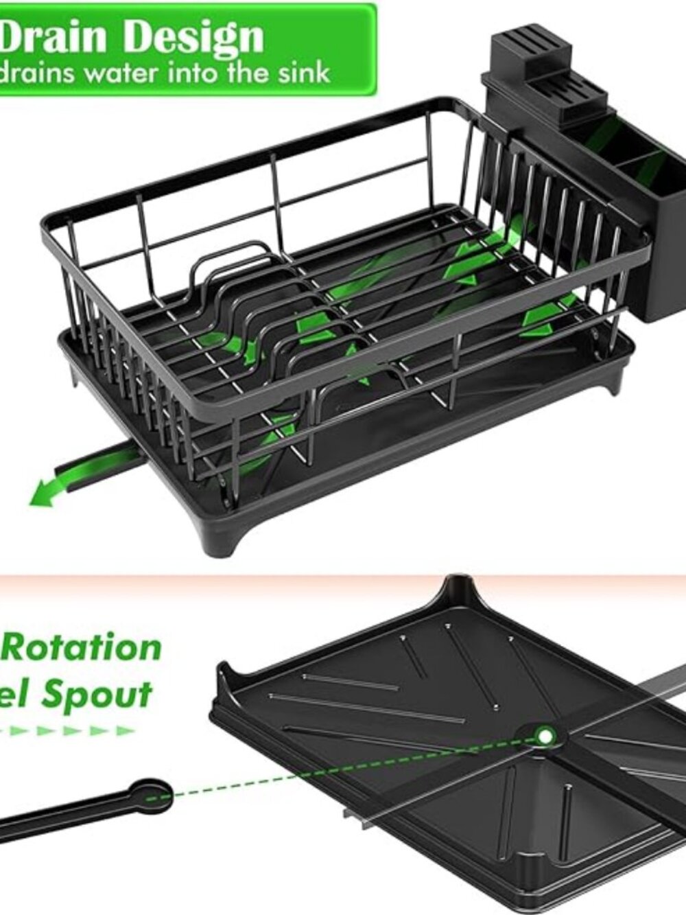 Compact Dish Drying Rack with Utensil Holder, Rust Resistant Organizer - Picture 5 of 7